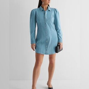 ⭐️NWT⭐️ Express Denim Puff Shoulder Dress